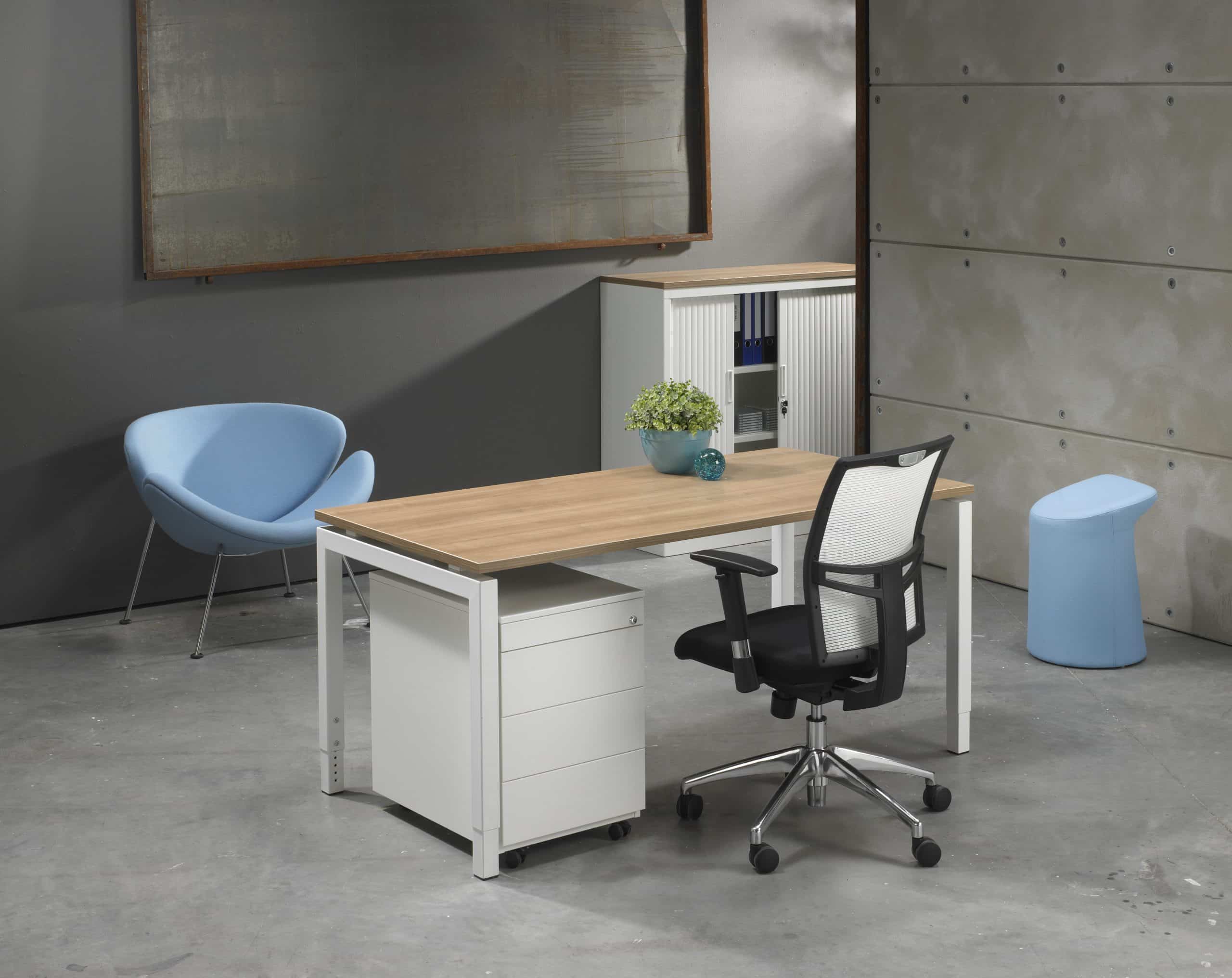 bureau 4-poot wit natuur eiken kantine kantoor werkplek 100 x 80 cm
