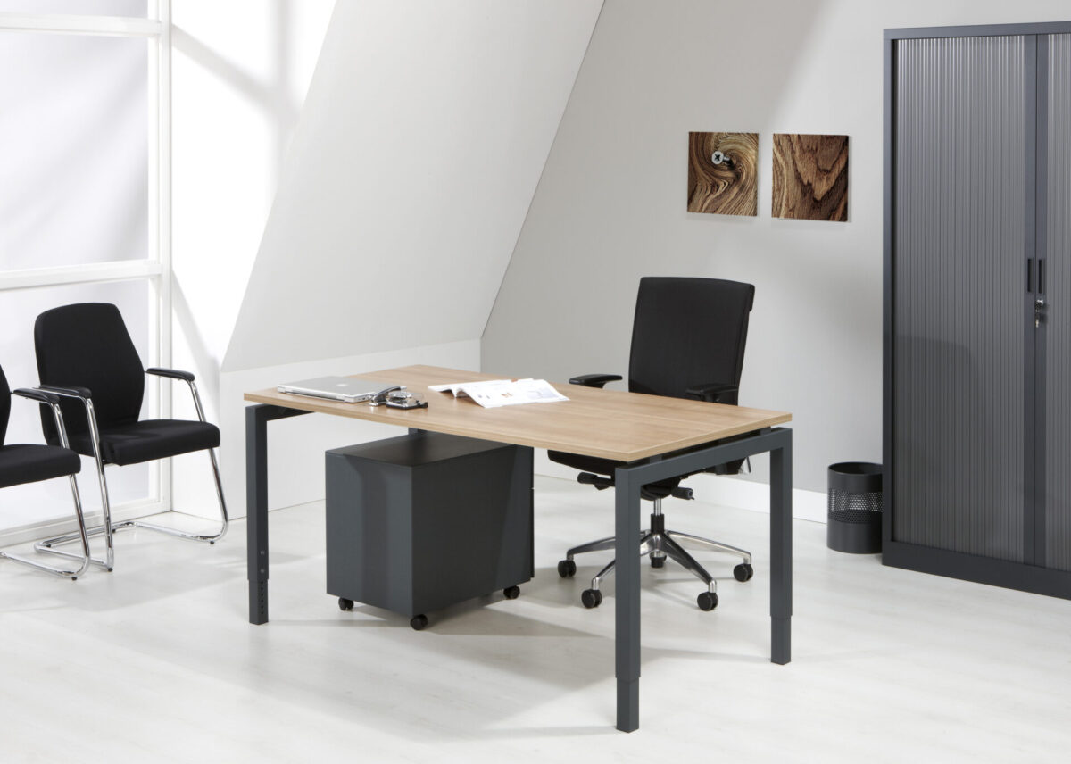 Bureau 4-poot 100 x 80 Antraciet Robson Eiken