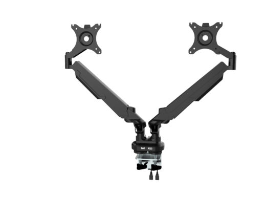 Dubbele monitorarm zwart met USB-poorten