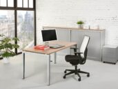 Bureau 4-poot Slinger 140 x 80 cm Aluminium Natuur eiken