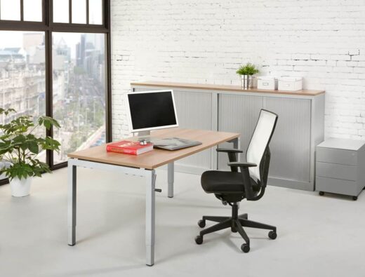 Bureau 4-poot Slinger 140 x 80 cm Aluminium Natuur eiken