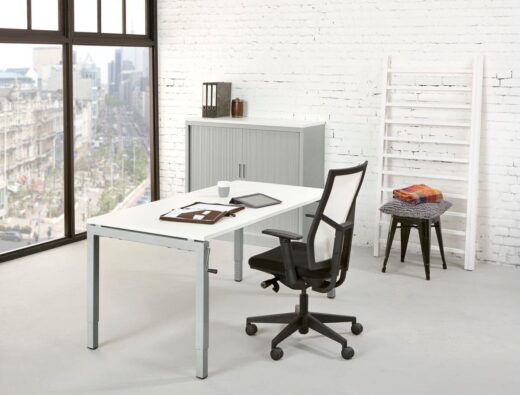 Bureau 4-poot Slinger 160 x 80 cm Aluminium Wit