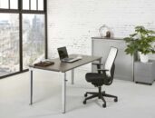 Bureau 4-poot Slinger 180 x 80 cm Aluminium Logan eiken