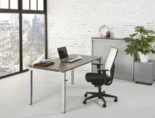 Bureau 4-poot Slinger 180 x 80 cm Aluminium Logan eiken