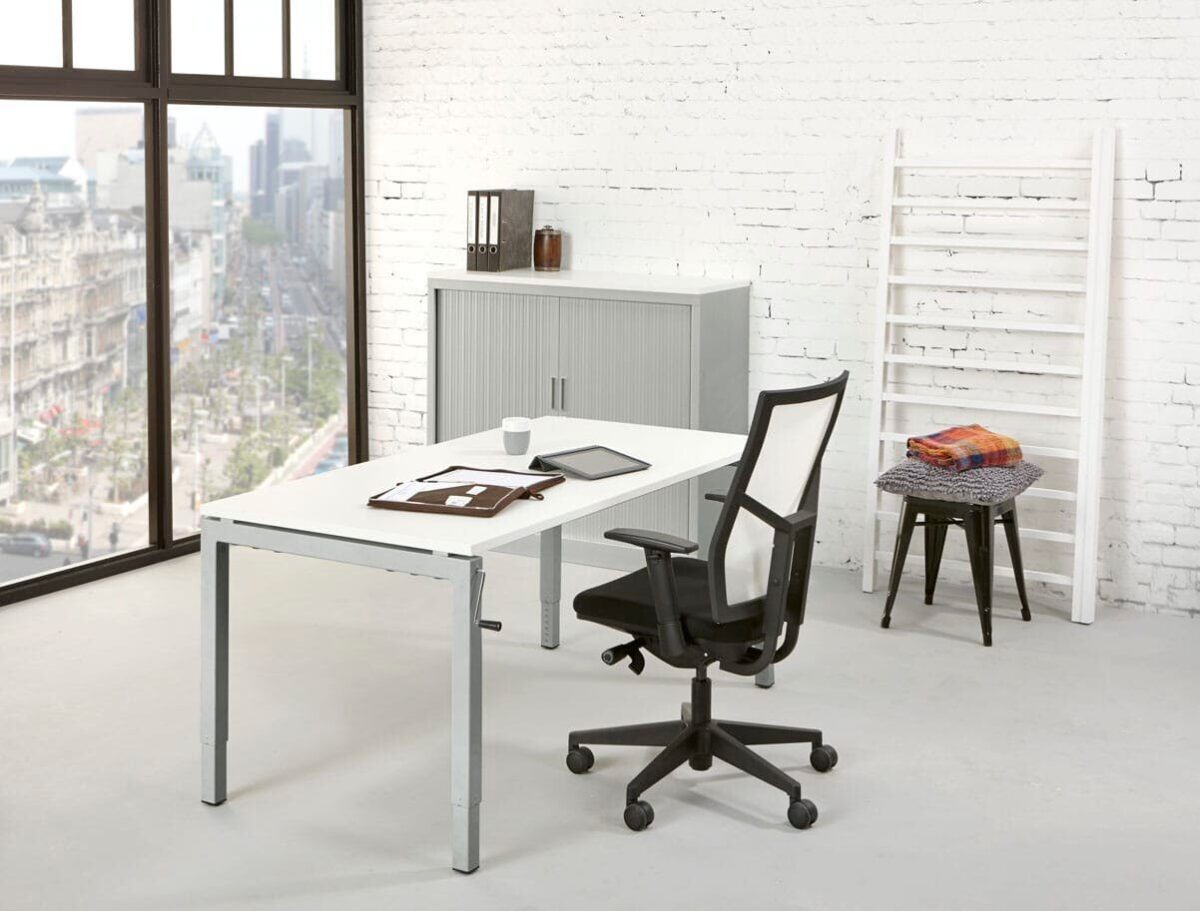 Bureau 4-poot Slinger 180 x 80 cm Aluminium Wit