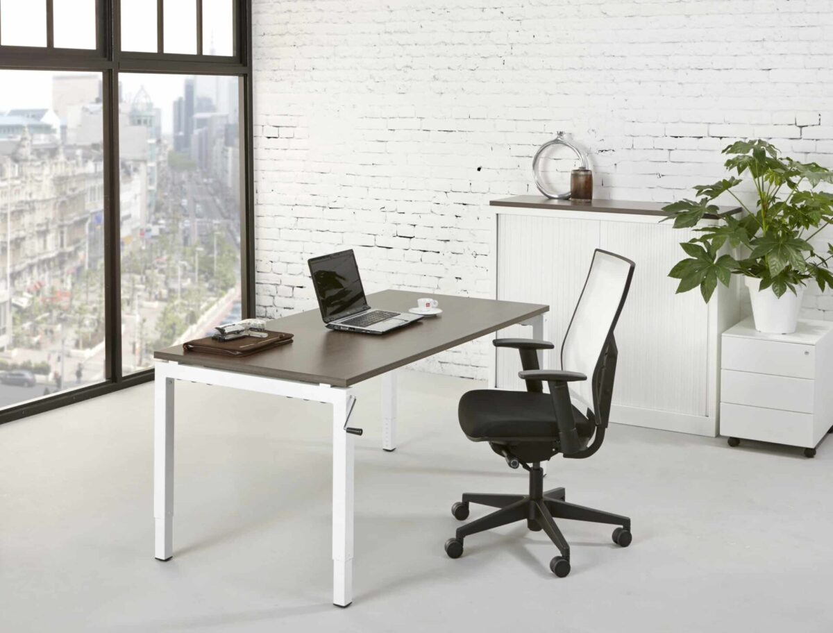 Bureau 4-poot Slinger 180 x 80 cm Wit Logan eiken