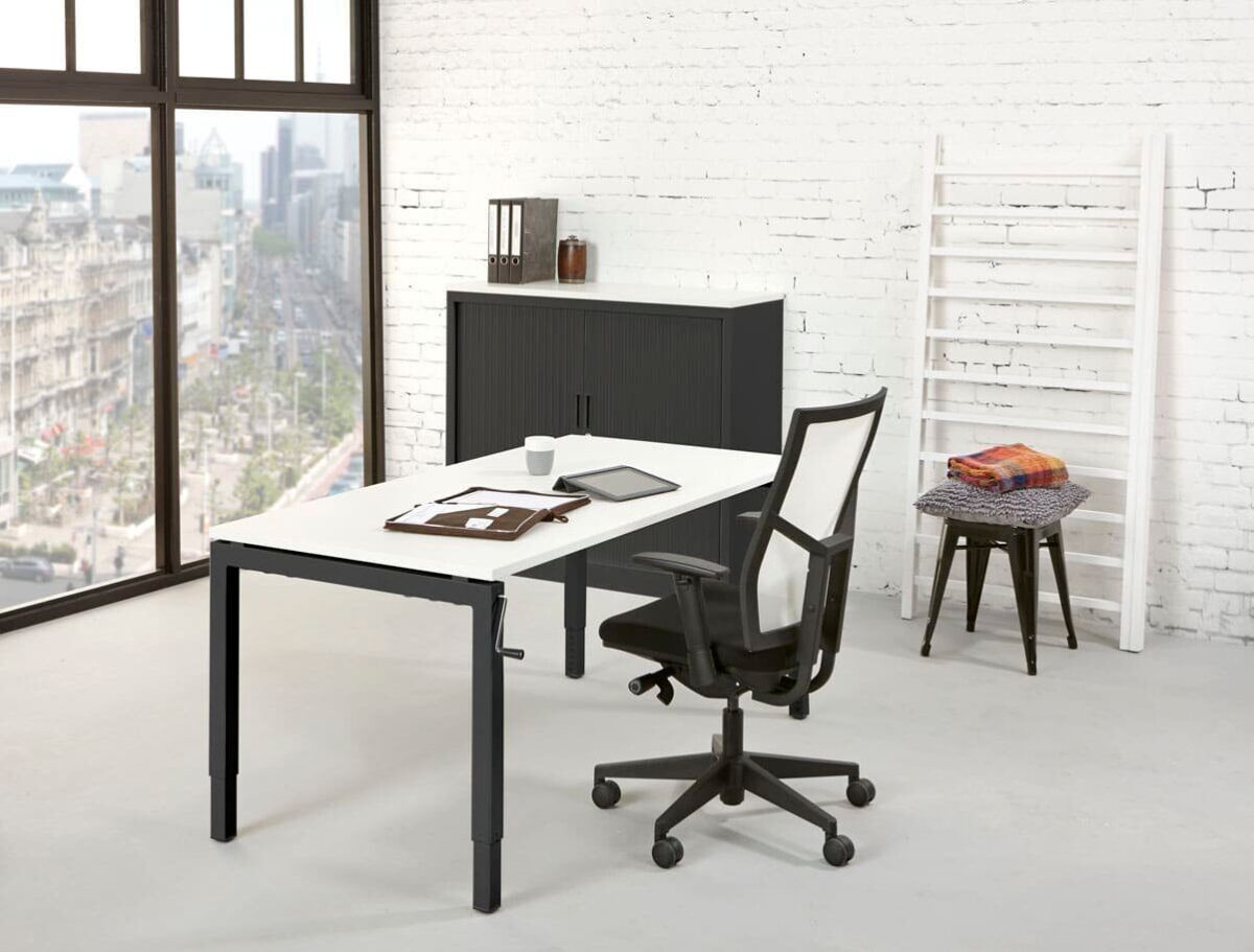Bureau 4-poot Slinger 180 x 80 cm Zwart Wit