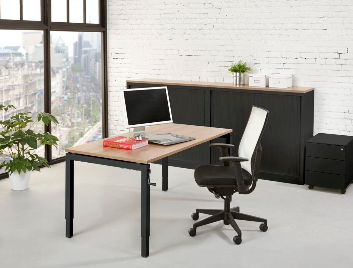 Bureau 4-poot Slinger 180 x 80 cm Zwart Robson eiken