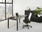 Bureau 4-poot Slinger 160 x 80 cm Zwart Logan Eiken