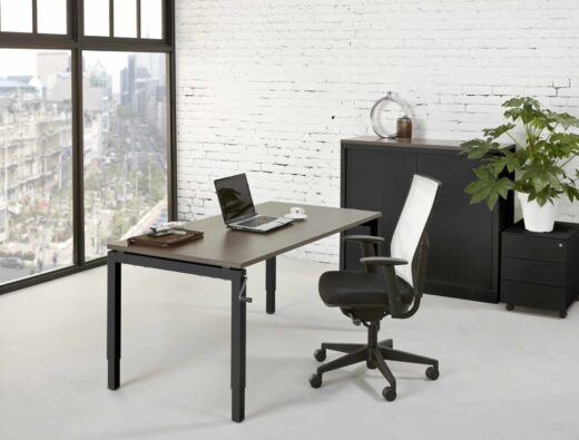 Bureau 4-poot Slinger 160 x 80 cm Zwart Natuur eiken