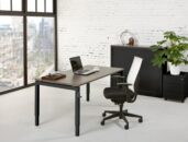Bureau 4-poot Slinger 180 x 80 cm Zwart Logan eiken