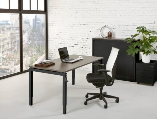 Bureau 4-poot Slinger 180 x 80 cm Zwart Logan eiken