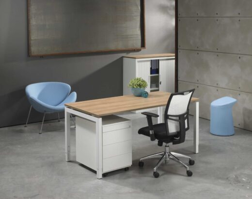 Bureau 4-poot 100 x 80 Wit Natuur Eiken kantine kantoor werkplek 100 x 80 cm