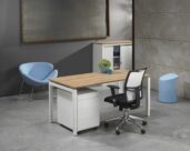 Bureau 4-poot 140 x 80 Wit Natuur eiken